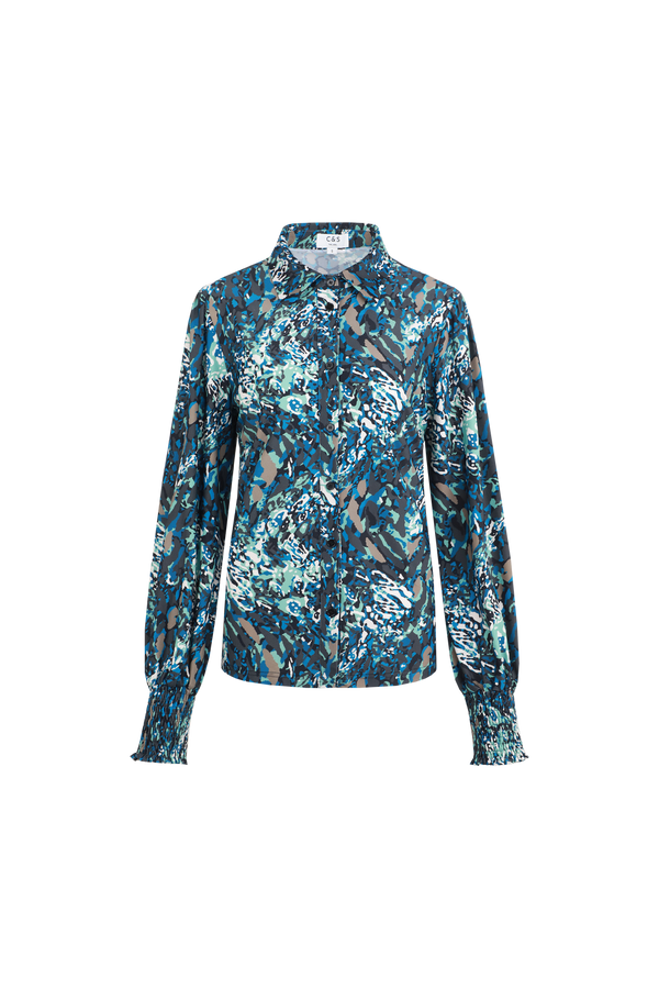 C&S the Label Calla Blouse Light Ocean/Dark Petrol