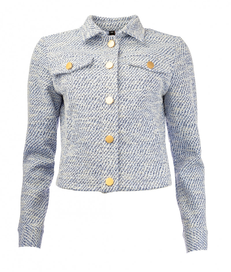 blauwe tweed jack galium van NED