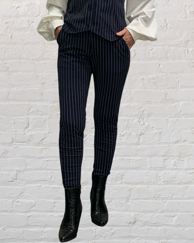 Mi Piace Dikke Travelstof Broek 202134 Blue Pin Stripe