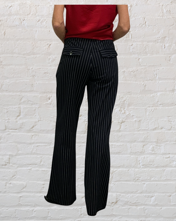 Mi Piace Dikke Travelstof Broek 202136 Black Pin Stripe