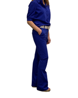 cobalt blauwe flared broek van mi piace